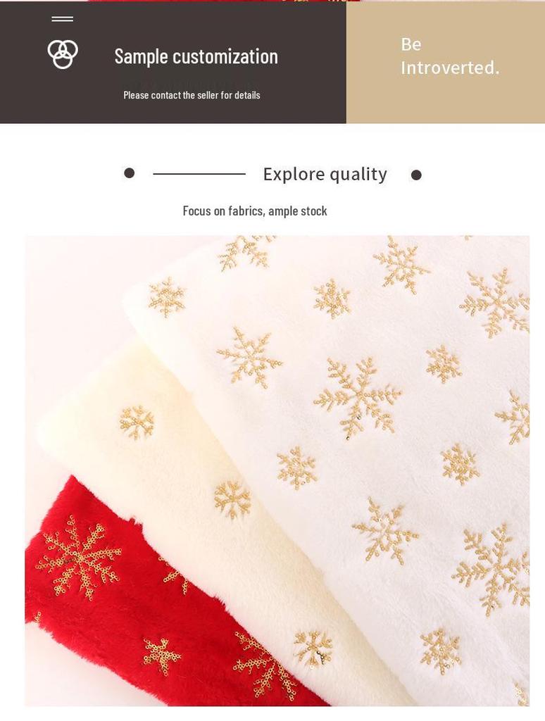 Velvet Iridescent Sequin Embroidered Snowflake Tree Skirt