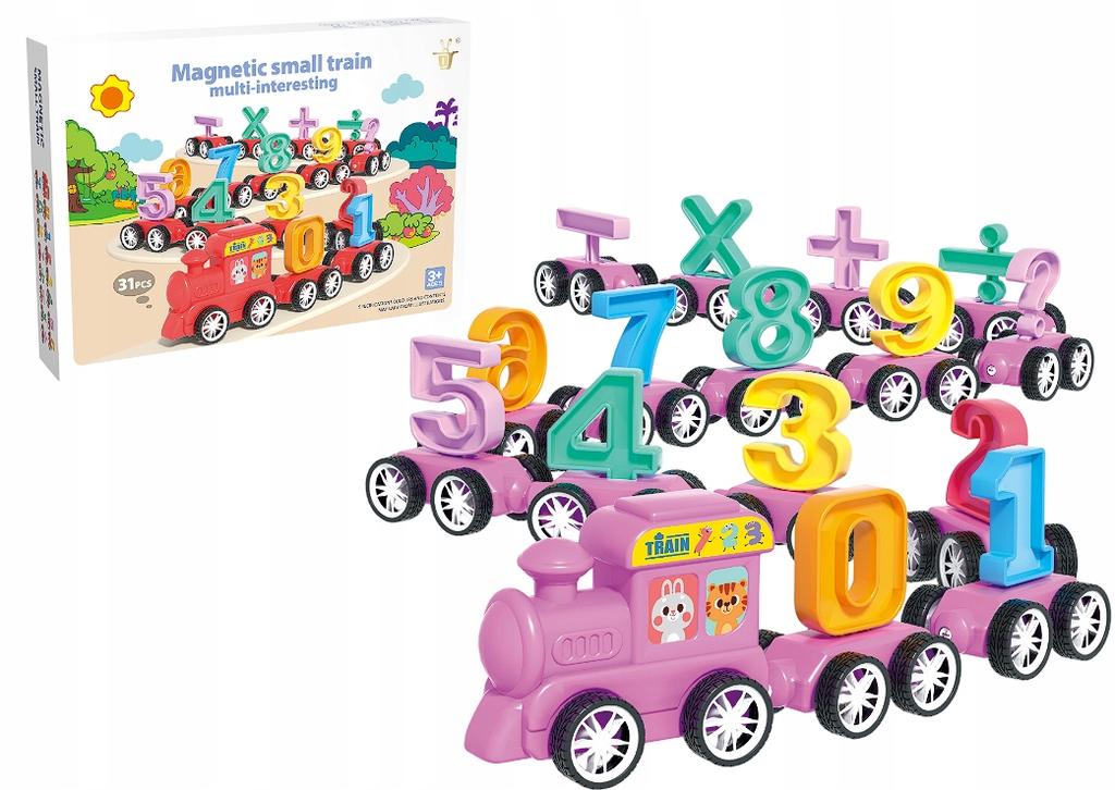 Pink Educational Magnetic Train Learning Numbers Montessori Operations 31pcs