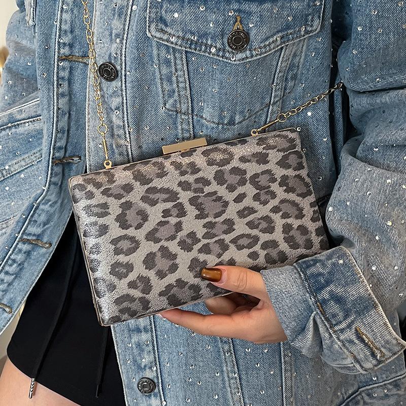 European and American Trend Retro High-end Leopard Print Banquet Bag Niche Light Luxury Temperament Women's Versatile Chain Messenger Bag