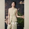 JK&JS New Chinese Style Rayon Linen Jacquard Vest