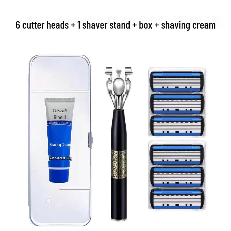 Six-Layer Men's Manual Razor - Chinese Style Blade Holder