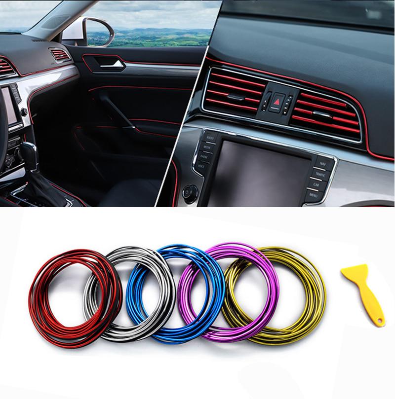 5M Car Seal Styling Interior Stickers Decoration Strip Mouldings Car Door Dashboard Air Strips