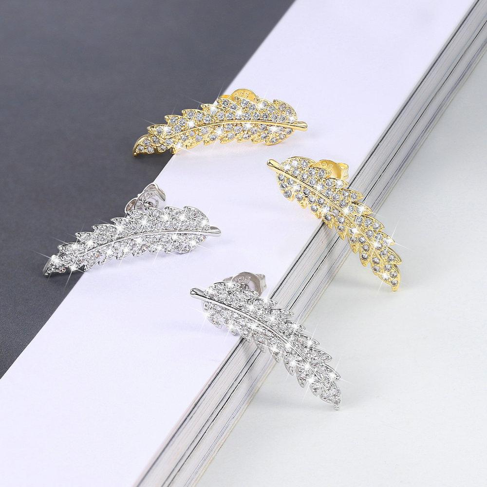 ZHOUYANG Stud Earrings For Women Delicate Feather & Leaf Shaped Gold Color-Colour Party Daily GiftFashion Jewelry KAE060