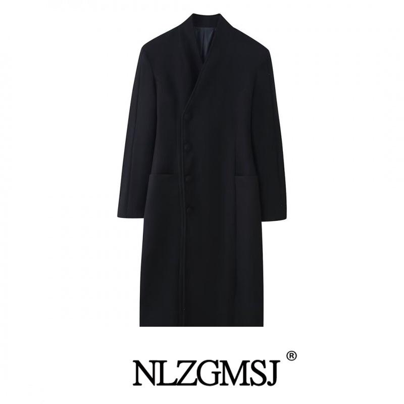 2025 Winter Stylish European & American Stand Collar Wool Coat Large