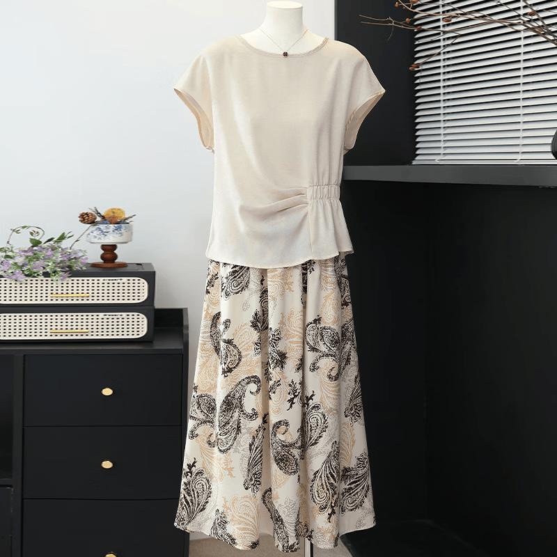Datang Furen Women's Retro Paisley Summer Two-Piece Set