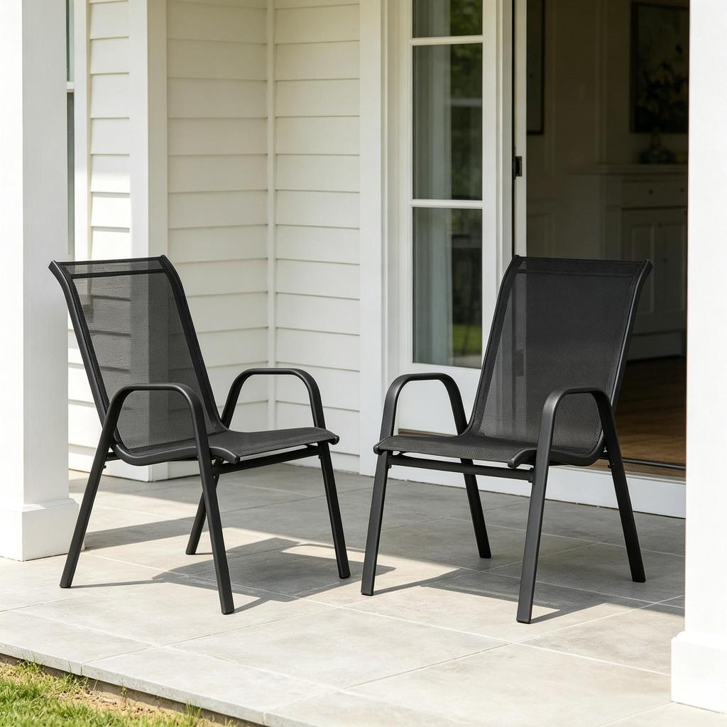 Balcony Chair,Garden Chair with High Back,Stackable Outdoor Chair(only 2PCS chairs)
