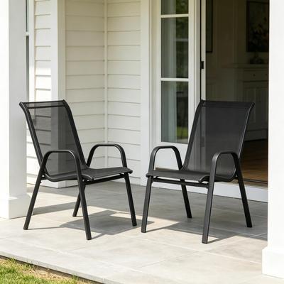 Balcony Chair,Garden Chair with High Back,Stackable Outdoor Chair(only 2PCS Chairs)