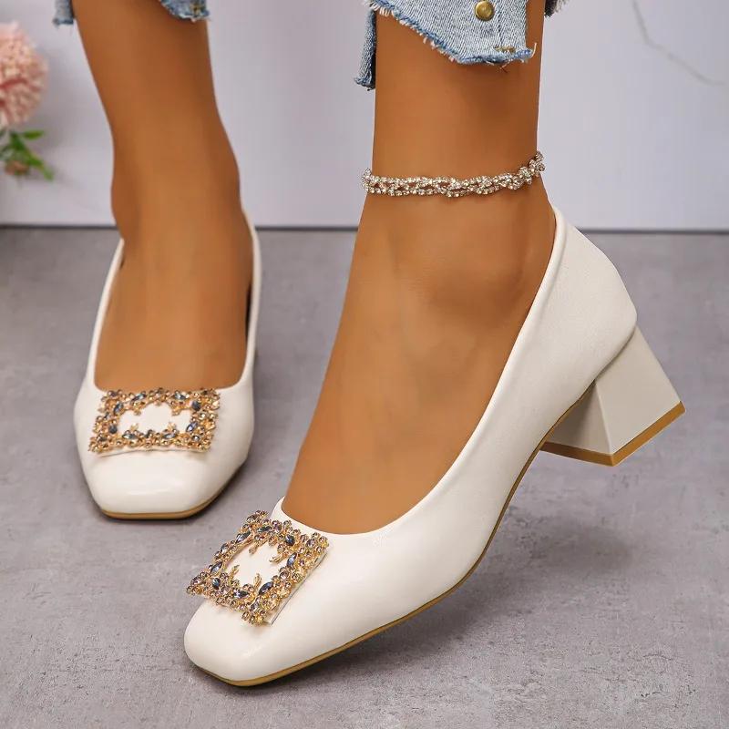 Ladies Shoes 2025 High Quality Shallow Women's High Heels Crystal Office and Career New Best Seller Sweet High Heels