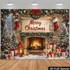 1Pcs Christmas Tale Fireplace Pine Branches Tree Gifts Decoration Background Backdrop Decorations For Photo Studio Booth Party