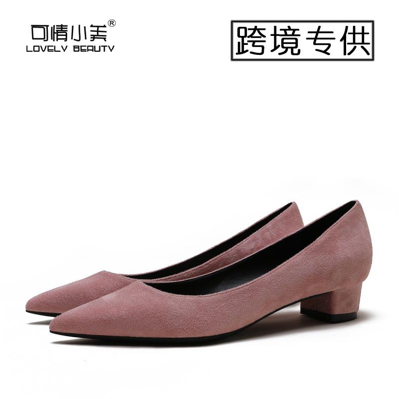 Sexy pointed thick heel comfortable heel high heels suede black single shoes women