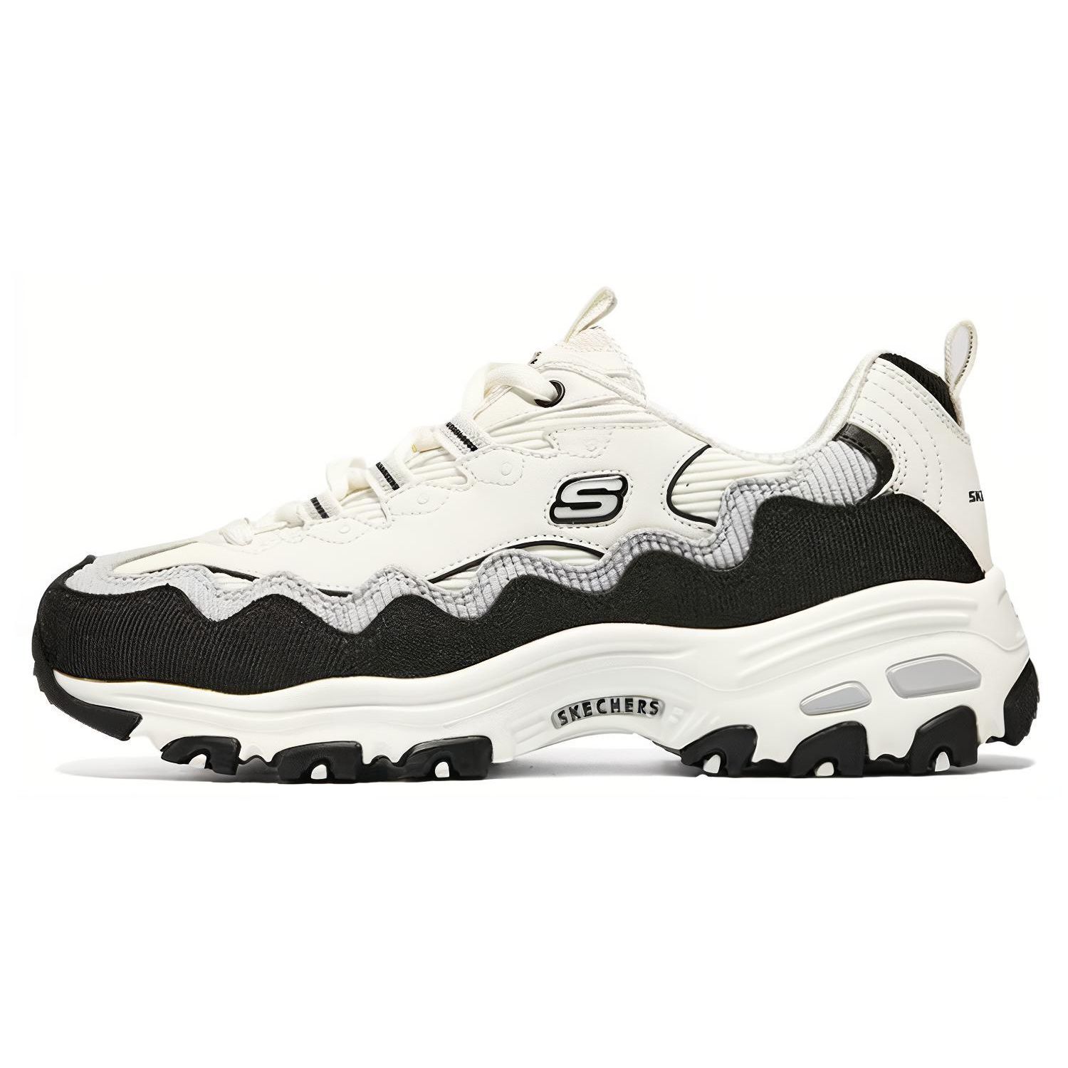 Skechers DLites Comfortable Versatile Trendy Low-Top Dad Shoes Women sneakers White Black 896273-NTBK 38