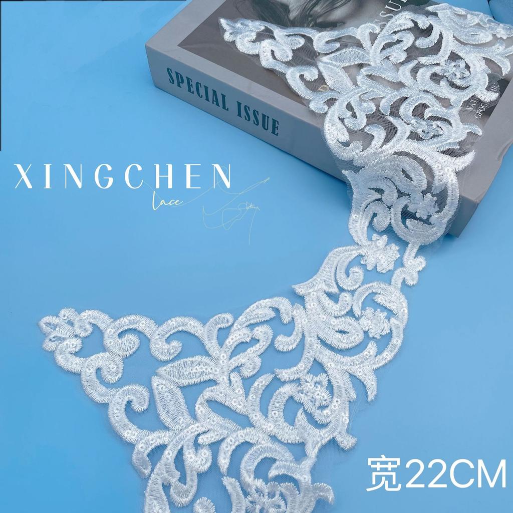 50Yard Bead Large Barcode Car Bone Heavy Industry Lace Fabric Clothing Accessories Polyester Silk Embroidery Lace