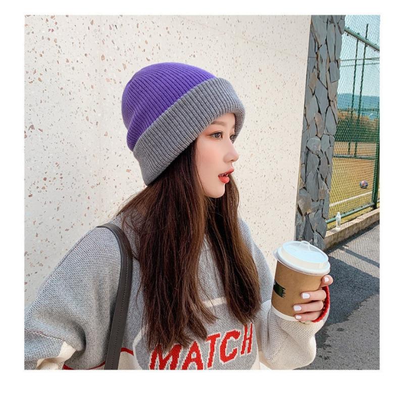 Unisex Herbst Winter Strickmütze Weiche Verdickte Wollmütze Doppelseitiger Ohrenschutz Beanies Mütze Damen Herren