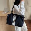 2025 Women's Sporty Korean Striped Minimalist Tote Bag - Large Capacity, Versatile for Travel & Casual Use