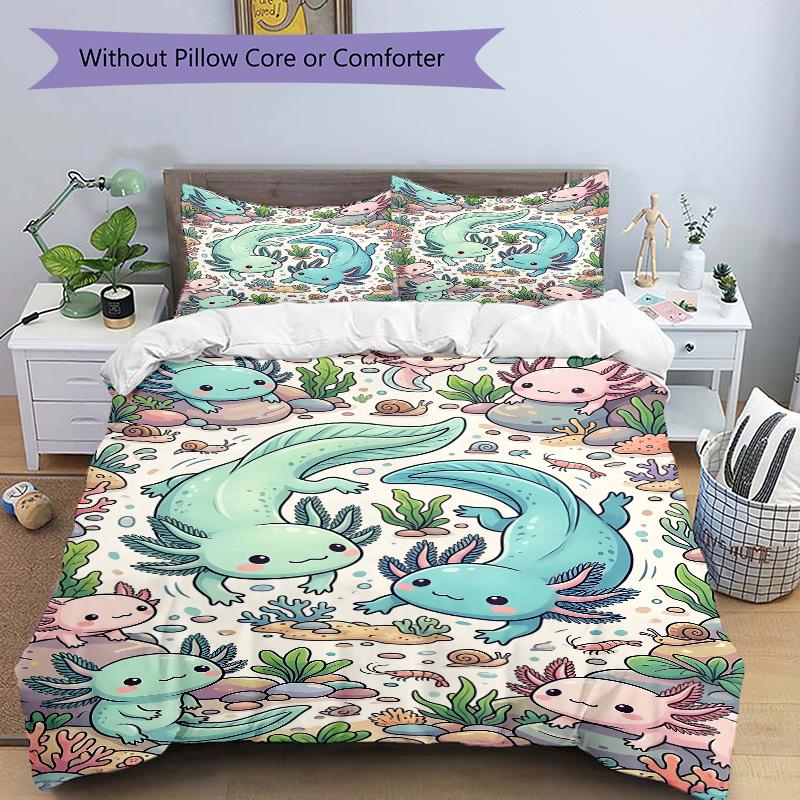 Axolotl Underwater World Print 3Pcs Bedding Setduvet Cover With 2 Bedropillowcase Home Birthday Gift