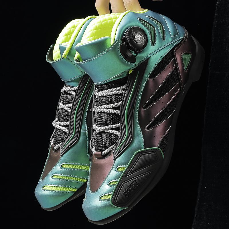 JAHSEH Motorcycle Boots Adults Motorbike Riding Shoes Breathable Biker Boots Men Women Anti-Slip Motocross Rider Riding Shoes