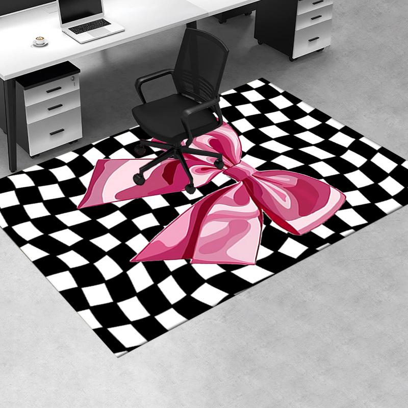 Pink Bow Theme Chair Mat Office Carpet Oversized Rug for Home Decor, Sofa Carpet, Desk Chair Mat, Gift Idea for Office and Living Room