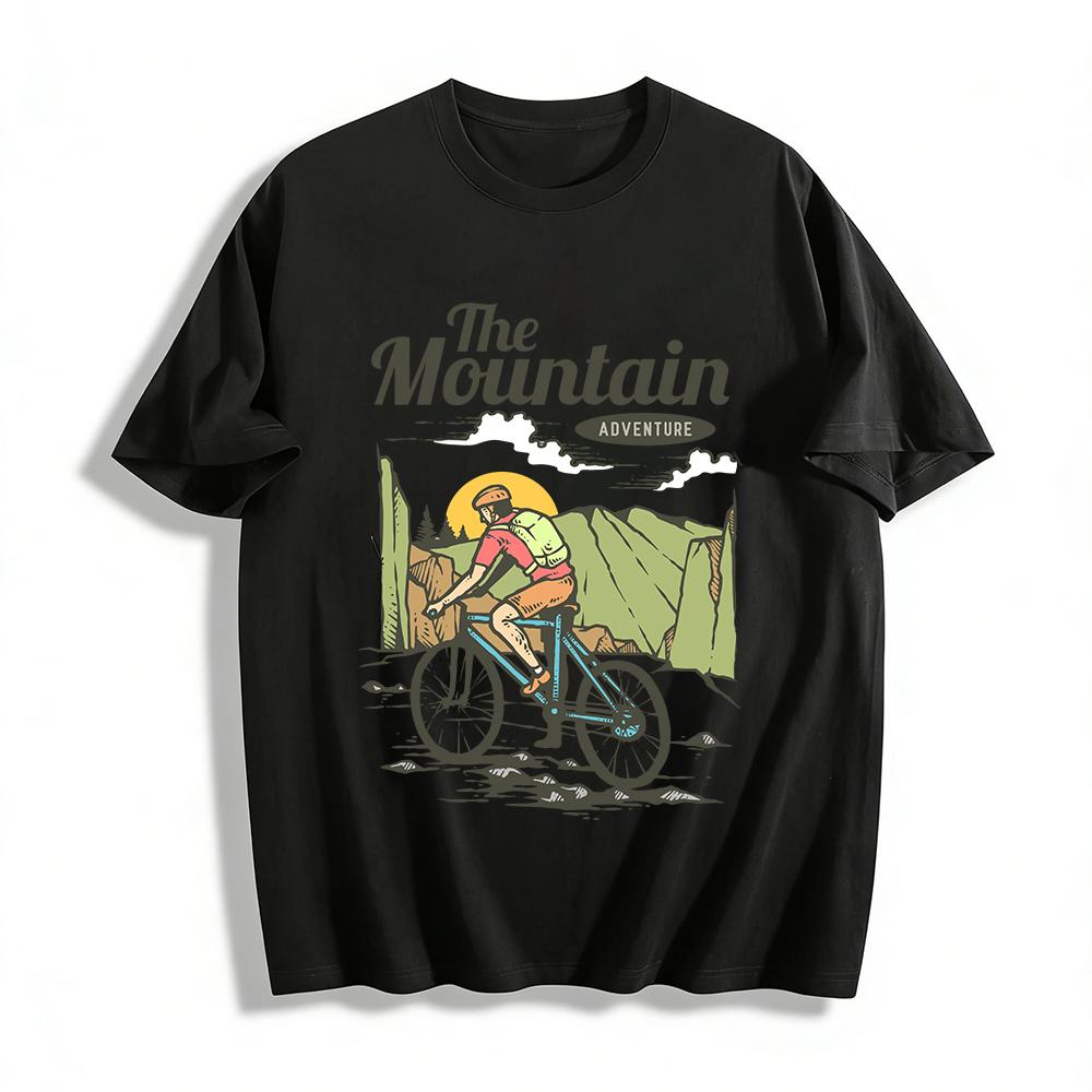 The Mountain Adventure Retro Cycling Graphic Outdoor Casual T-Shirt Pure cotton T-shirt XXS