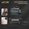 VGR New Reciprocating Men's Double Blade Shaver Gradient Color Ice Crack Body High-end Shaver Intelligent Digital Display Home Razor Shaver V-374