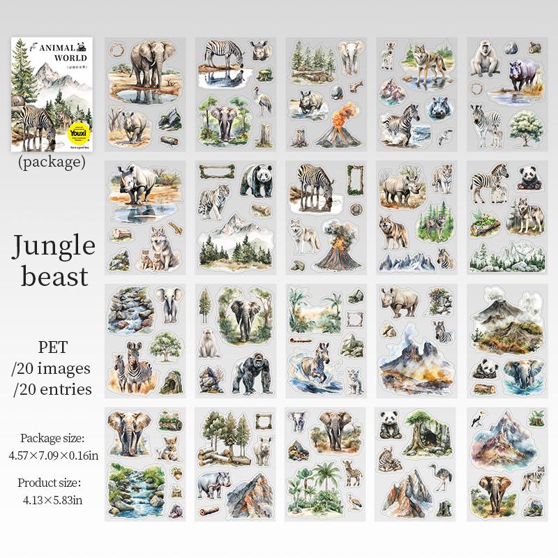 

20 листов Книга наклеек Мир лесных животных эстетичные Декоративные для дневника альбома канцелярские наклейки для джанк-журнала