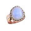 Natural Rainbow Moonstone Gemstone Two Tone 925 Sterling Silver Ring Size 6 l4Q55