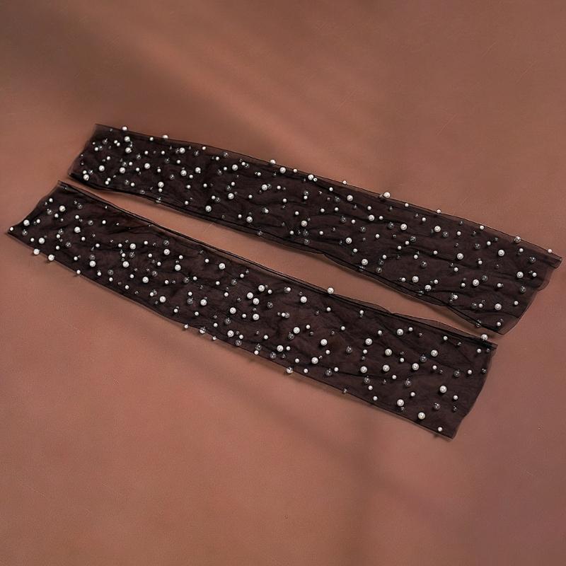 Fingerless Bridal Gloves Artificial Pearls Arm Sleeves Armwear for Formal Occasion Wedding Ceremony Dressingup Accessory
