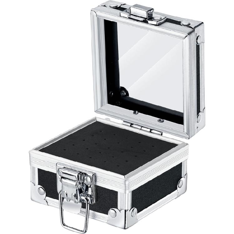 

Компактний органайзер для фрез для манікюру Металевий кейс-аксесуар для манікюру З 25 тримачами Органайзери-контейнери для фрез чорний