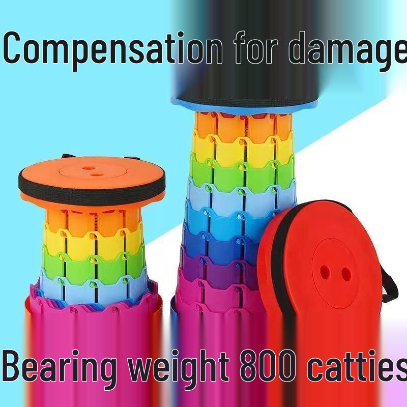 Telescopic Folding Outdoor Stool: Portable, Thickened Plastic for Travel, Fishing, Balcony, or Queue.