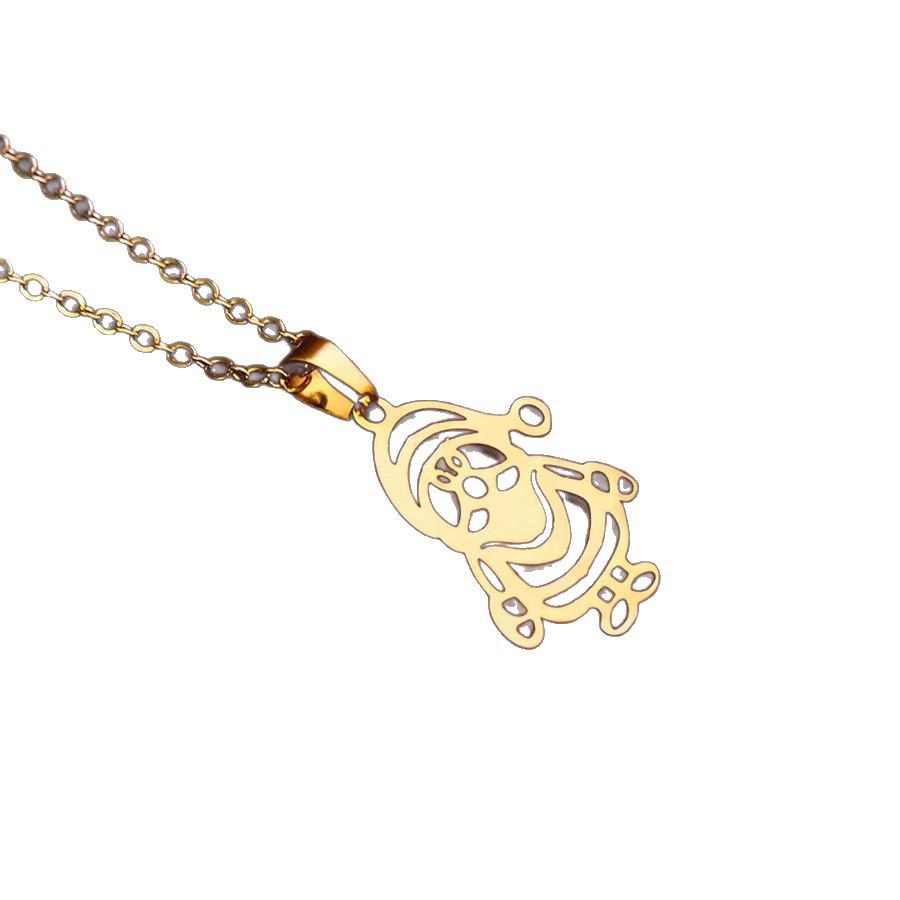 Cute Minimalist Hollow Santa Claus Necklace - Stainless Steel Sweater Chain