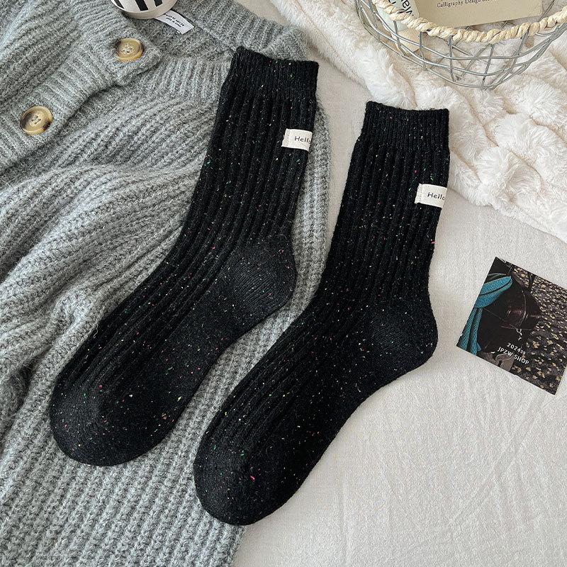 

Idea Gauze Socks Heel Label Socks Trend Solid Color Pile Stockings One size fits all чорний