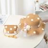 New Summertime Cute Children Straw Hat + Handbag Bag Girls SummerOutdoor Beach Cap Cute Bow Travel Beach Sun HatCrossbody Bag