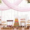 10FT Pearl Pink Tulle Table Runner with 3D Butterflies |   Seasonal Sheer Table Runner Made Of Mesh Lace, Suitable For Weddings, Bridal Showers