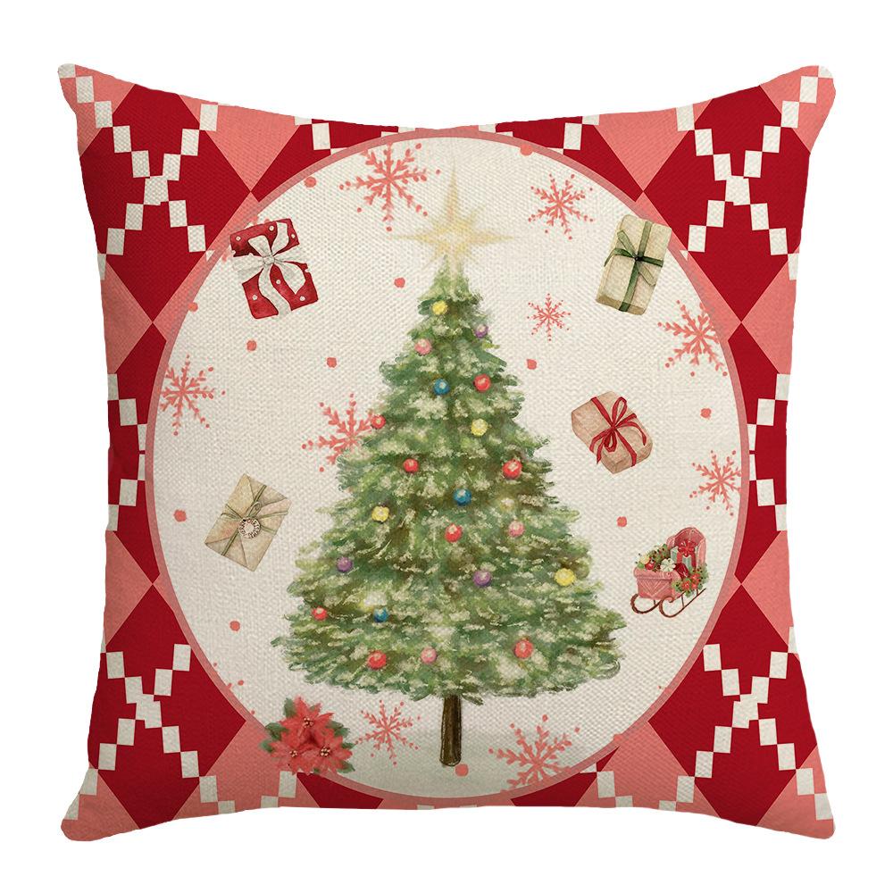 New Cartoon Deer Christmas Bedside Sofa Pillow Holiday Gift Decoration Linen Print Waist Pillow Case