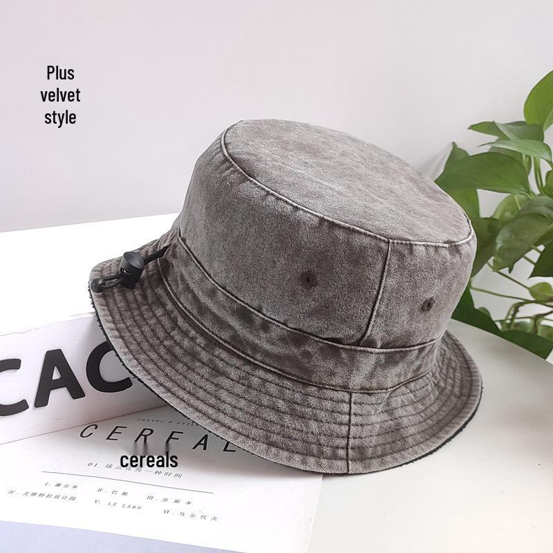 XXL Καπέλο Ψαρά με Επένδυση Fleece και Φθαρμένο Look για Γυναίκες & Άνδρες - Φθινόπωρο/Χειμώνας, Πολύ Μεγάλο για Στρογγυλά Πρόσωπα