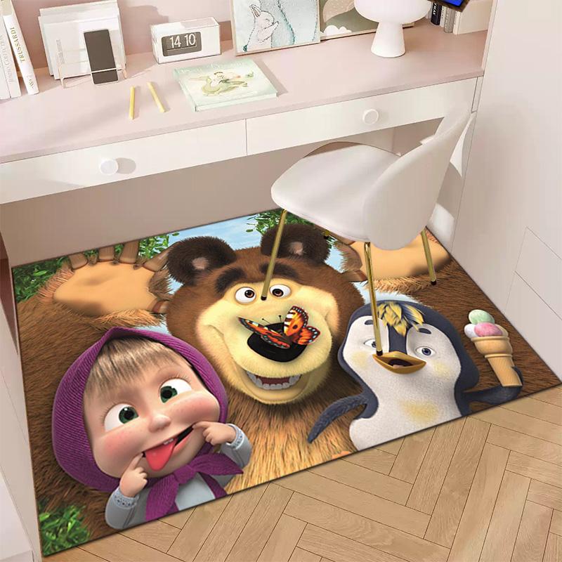 Russian animation Masha and the Bear Fairy Tale Cartoon Carpet Soft Home Living Room Bedroom Door Mat Outdoor Picnic Ground Mat rug T5