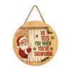Christmas Welcome Door Sign Cartoon Santa Claus Door Hanging Sign Xmas Holiday Party Front Door Hanger Decoration Decorative Wall Plaque