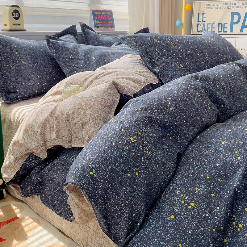 Class A Maternal And Infant Grade Small Fresh Pure Abraded Four-Piece Set Skin-Friendly Bed Sheet Washed Cotton Quilt Cover Student Dormitory 3Pcs Set