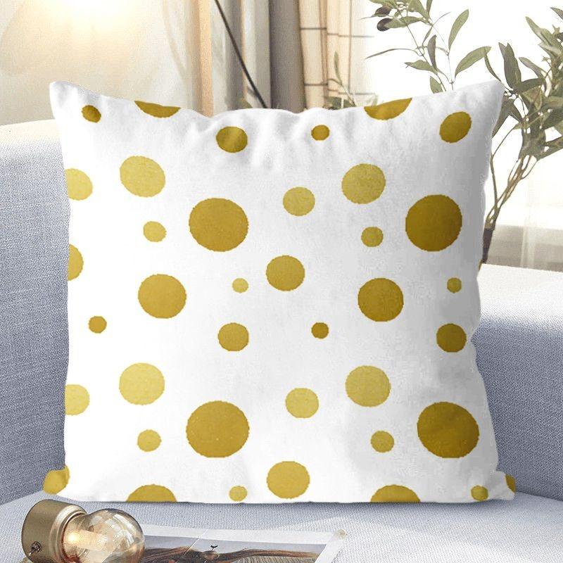 Față de pernă decorativă cu model în buline pentru living, dormitor, pătrată