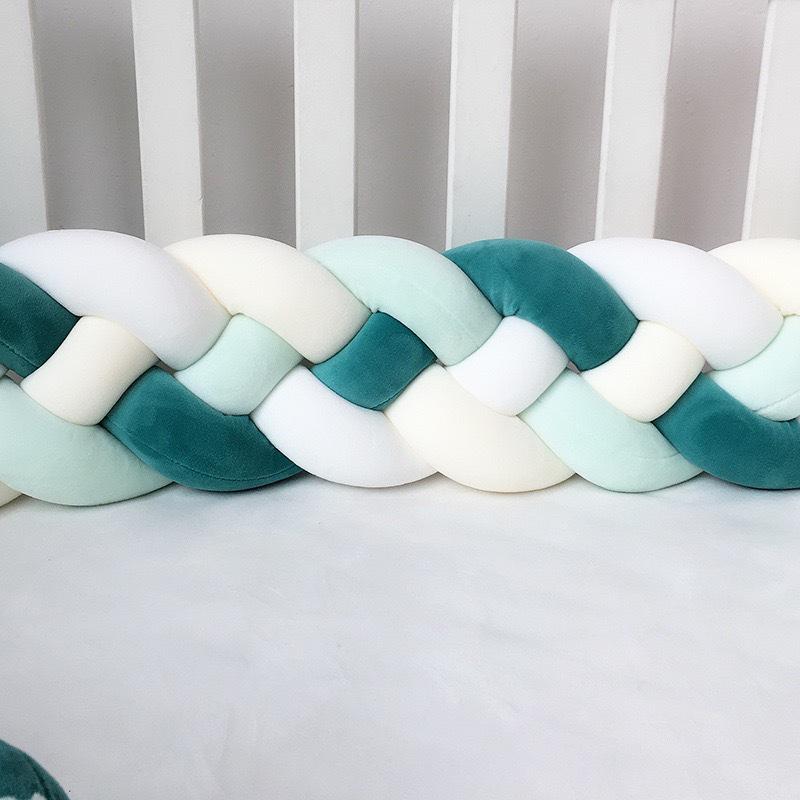 Four-Strand Danish Braided Cushion: Knotted Cable Knit for Children's Room Anti-Collision Bed Rail