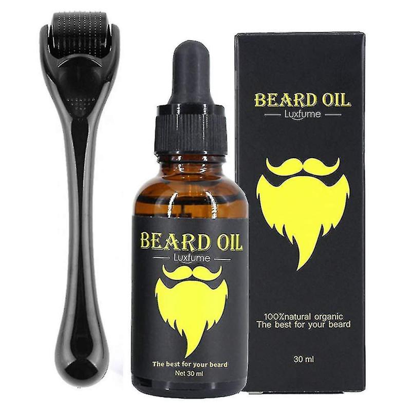 Beard Growth Kit, Beard Derma Roller 0.3mm, Beard Oil For Facial Hair Growth For Men And Dads, Grooming Tool - Shenxin