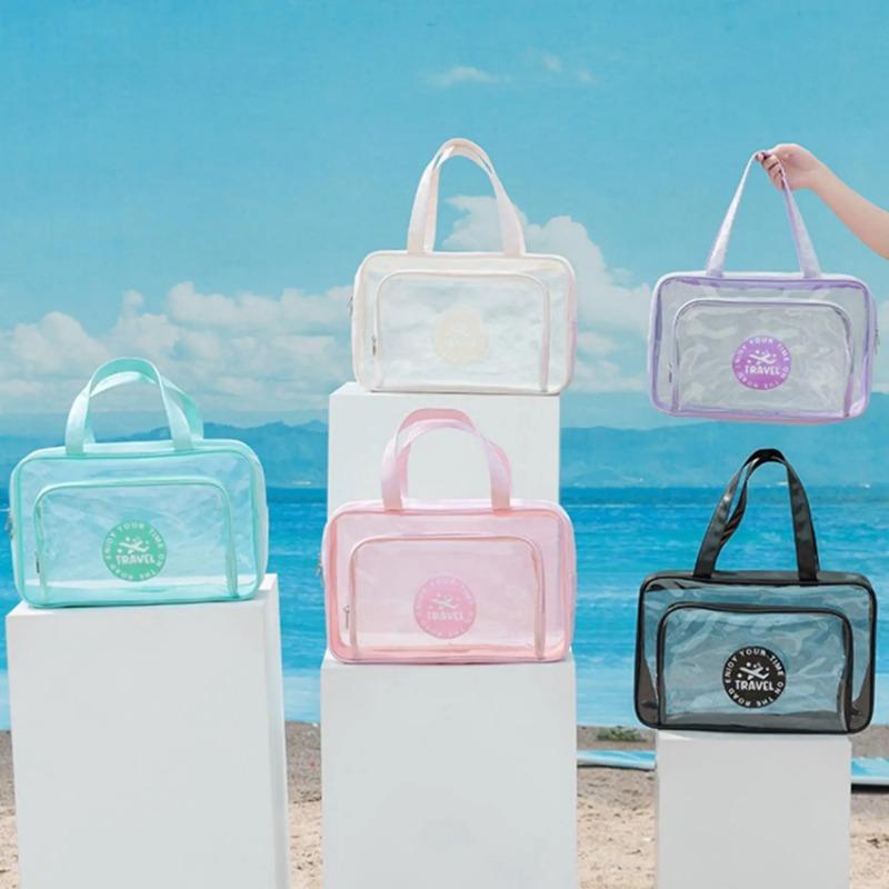 1PC/2Pcs Dry and Wet Separation Storage Bag Portable for Travel Makeup Toiletries Large Capacity Transparent Bag