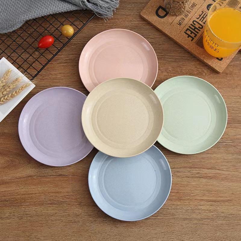 6pcs Plastic Dinner Plate Solid Color Durable Dipping Sauce Tray Household Snack Candy Fruit Platter Kitchen Accessories