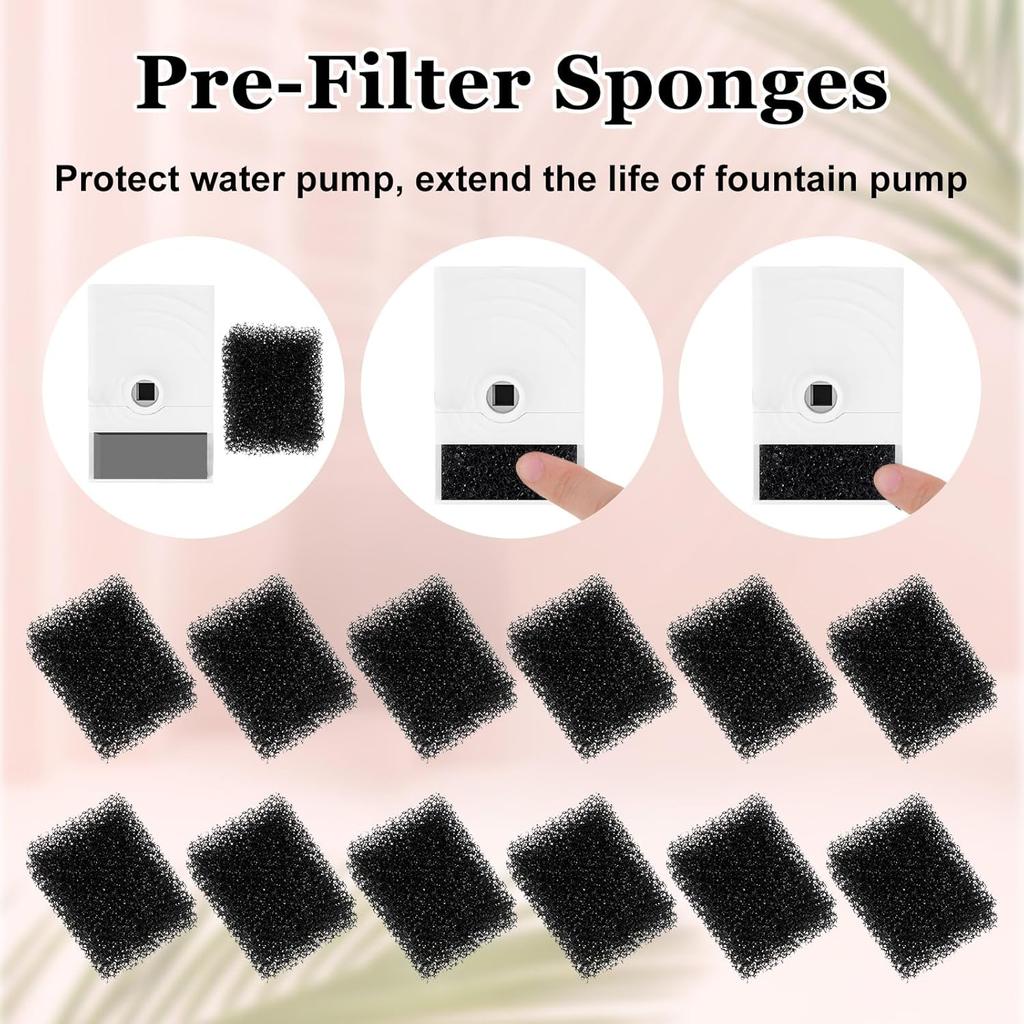 30 PCS Replaced Foam Filters, Pet Fountain Replacement Filters Cat Water Fountain Filters Foam Filters for Eversweet 3 Pro/Solo 2/Solo SE Compatible
