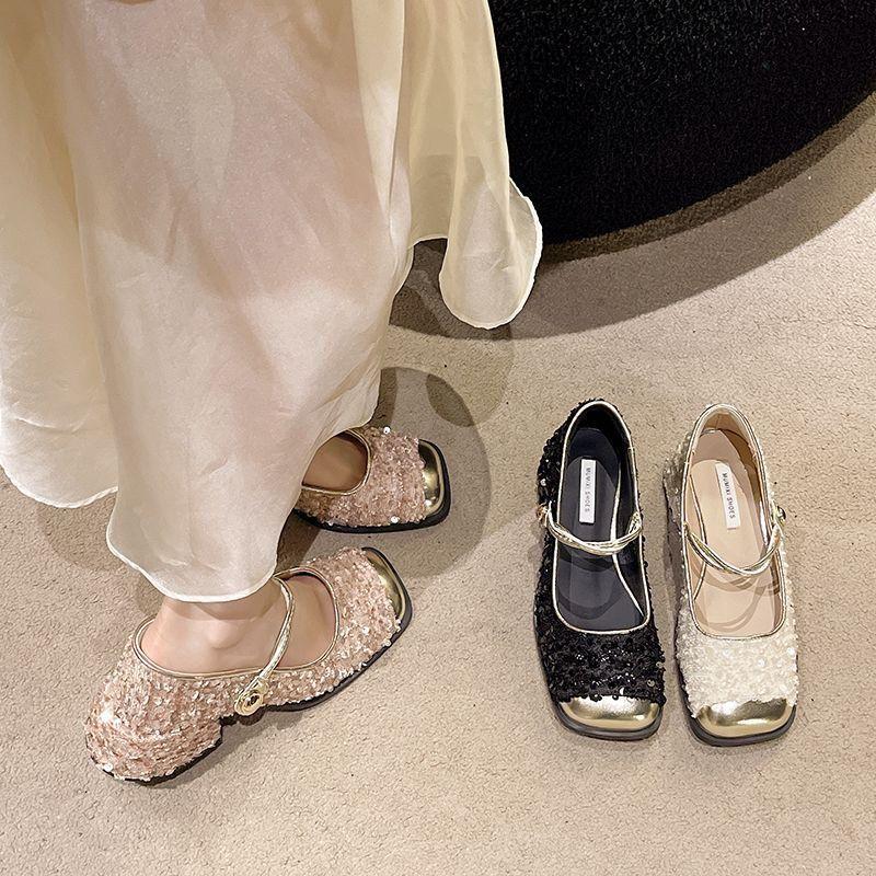 Spring and summer 2026 new thick-heeled women's small fragrant temperament Mary Jane shoes French evening single shoes