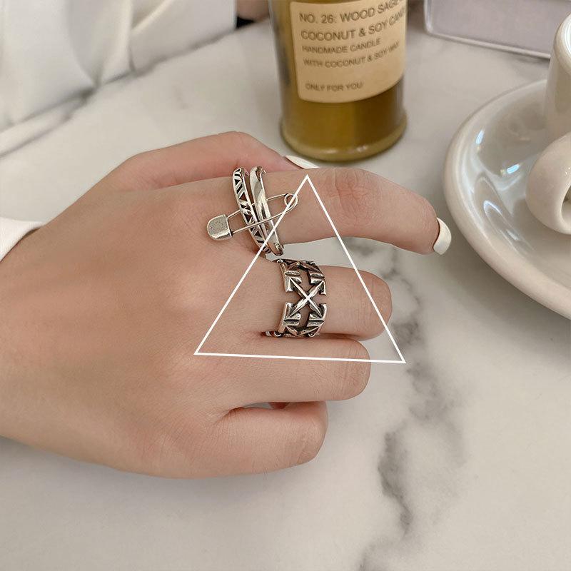 Trendy Korean Fashion Hollow Design Double Layer Ring Adjustable For Occasions All