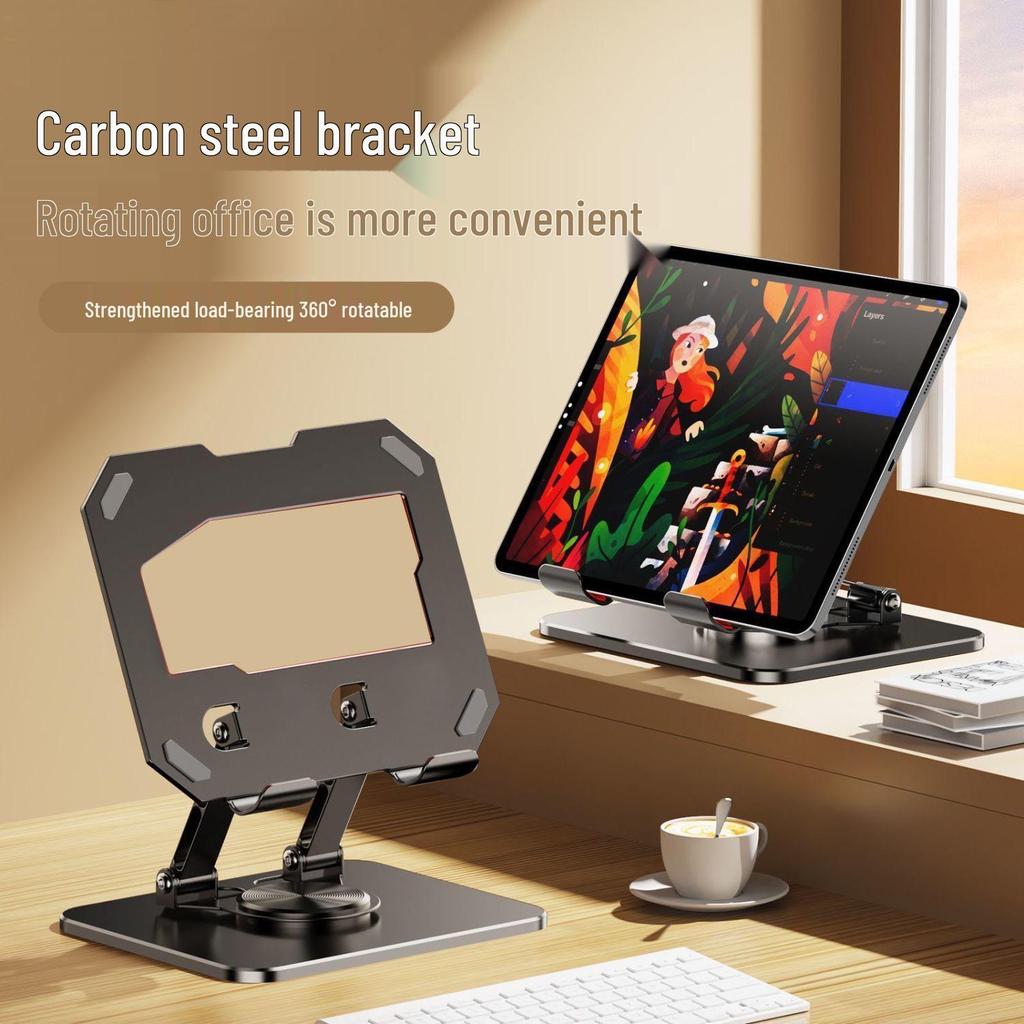 2026 All-Metal 360° Rotating Tablet Stand - Portable, Multi-functional, Folding Desktop Shelf