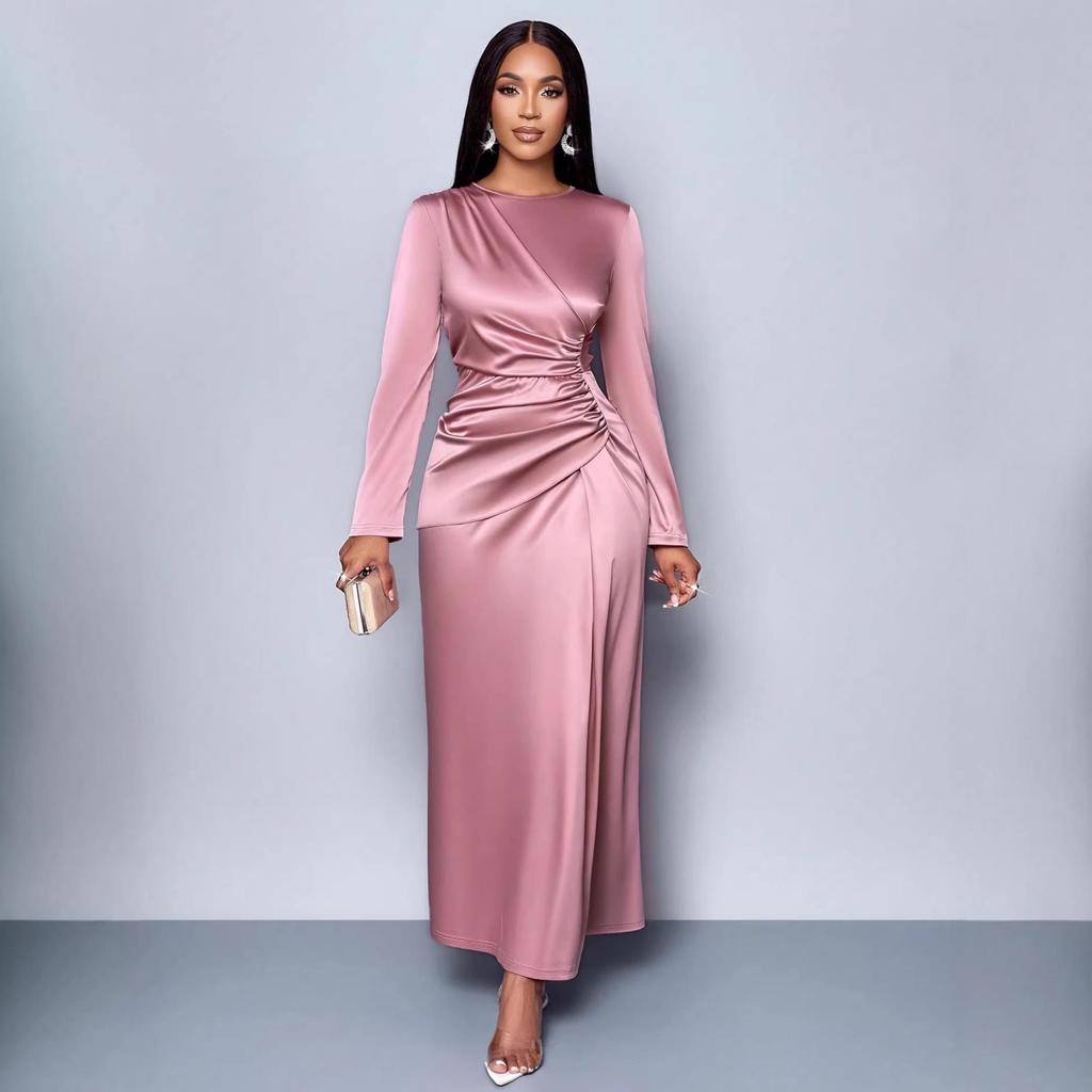 2025 Elegant Light Satin Evening Dress - European & American Style