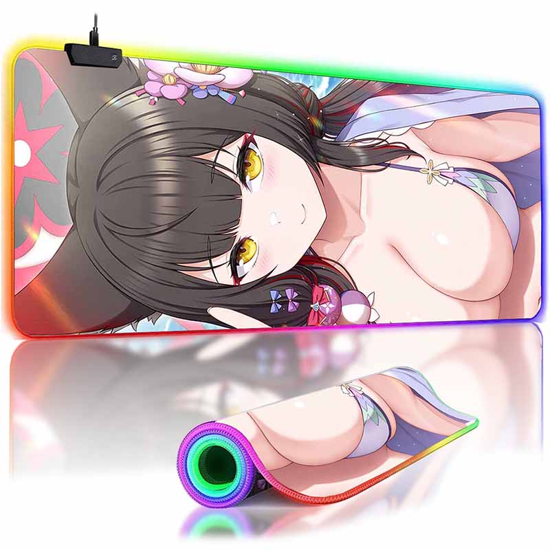 

Wakamo Kosaka Anime BA Mouse Pad XXL RGB Gaming Mousepad Buraka HD Gamer Accessories Large LED MousePads PC Carpet with Backlit RGB 300x600x3mm