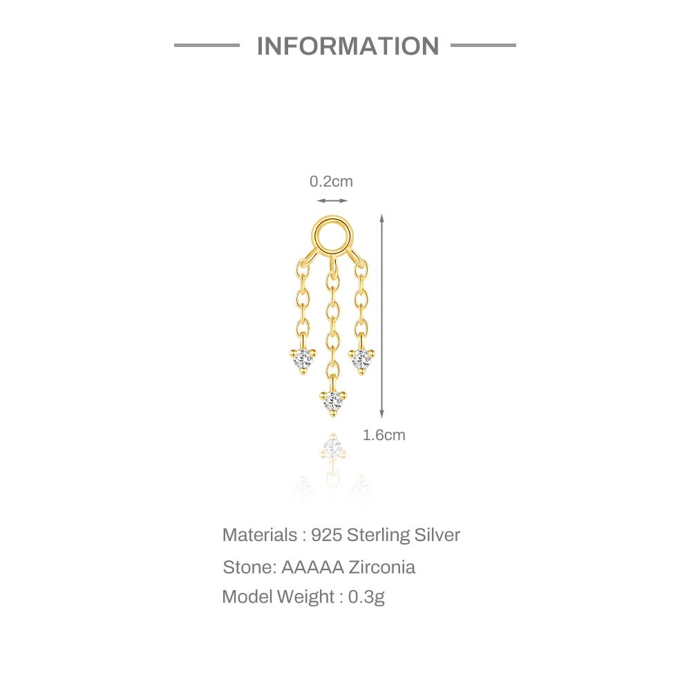 BOAKO 925 Silver Star Moon Chain Tassel Earrings for Women Fashion Luxury Fine Jewelry Dainty Piercing