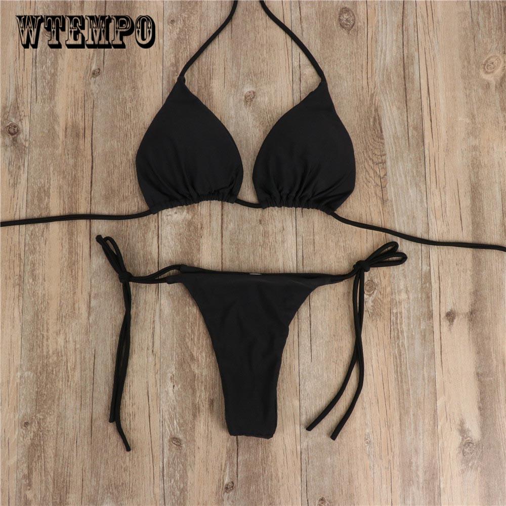 WTEMPO Women Bandeau Bandage Beachwear Swimsuit Bikini Set Push-Up Brazilian Swimwear